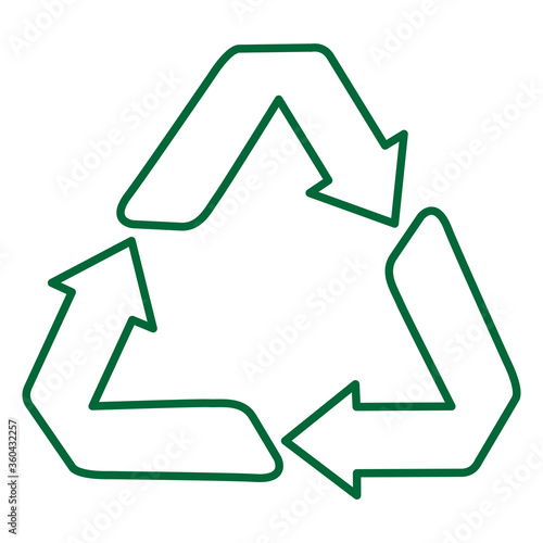 Green recycle icon vector isolated on white background. Trendy recycle icon in flat style. Template for sticker, symbol, logo, app and label. Creative concept, eco recycling sign. Vector illustration