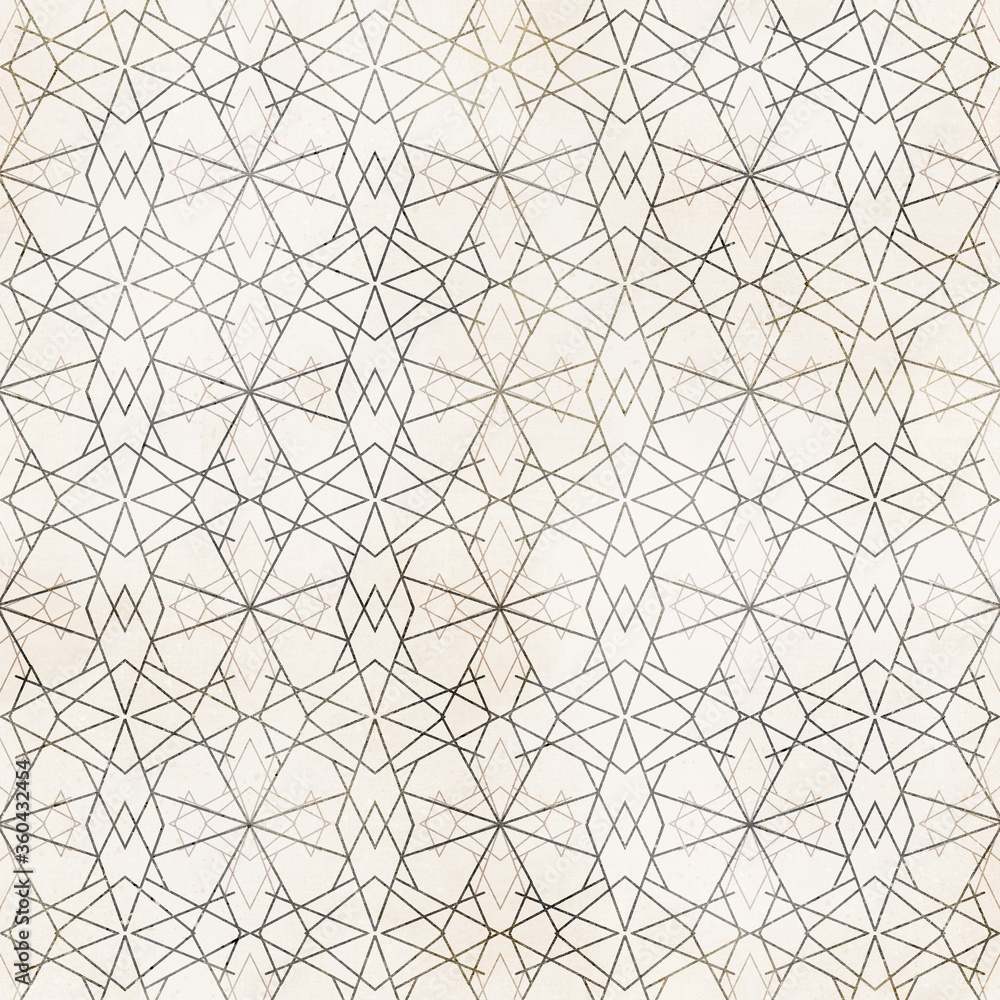 Fototapeta premium Abstract seamless pattern with geometric shapes on grunge light yellow background