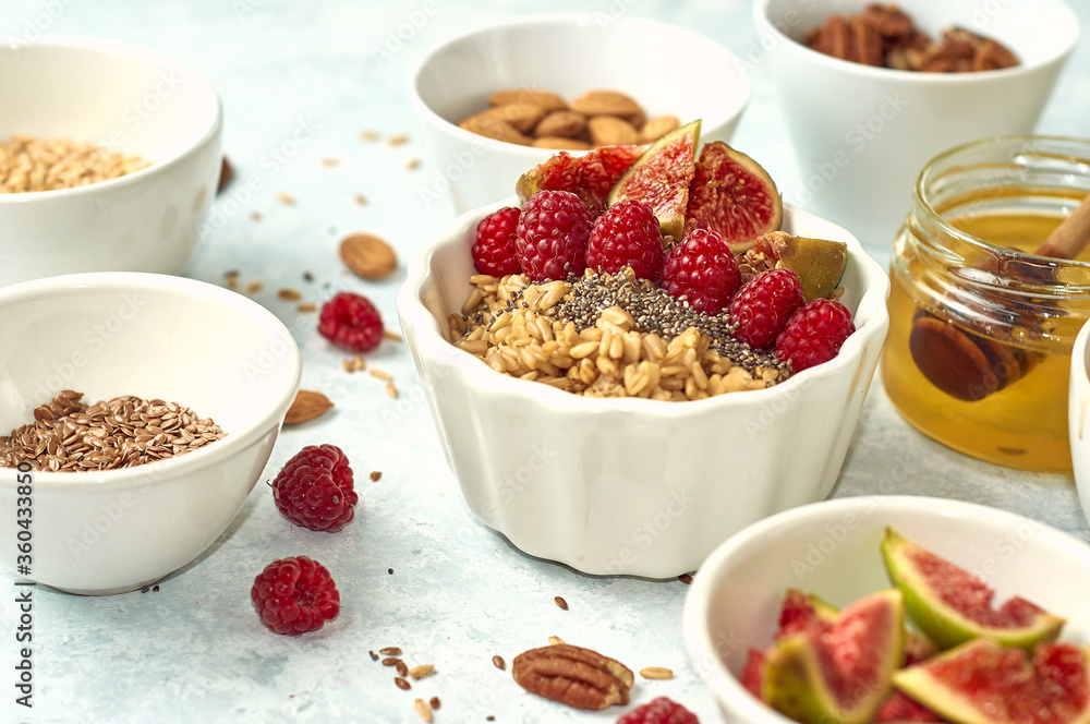 oatmeal with raspberries chia seeds and honey oatmeal with raspberries chia seeds and honey