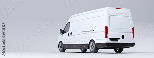 Fotografie, Obraz Commercial van truck on white background. Transport and shipping