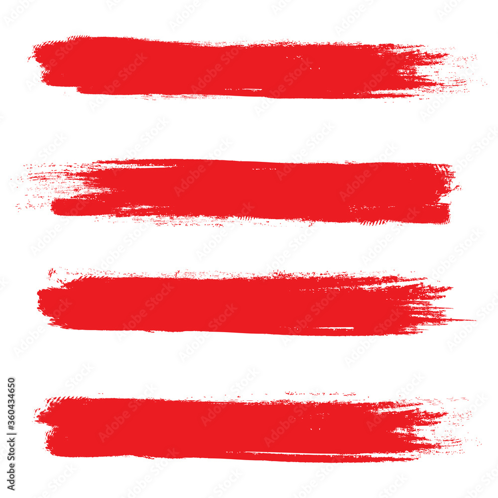 Red brush stroke set isolated on white background. Trendy brush stroke vector for ink paint, grunge backdrop, dirt banner, watercolor design and dirty texture. Brush stroke vector Red brush stroke set isolated on white background. Trendy brush stroke vector for ink paint, grunge backdrop, dirt banner, watercolor design and dirty texture. Brush stroke vector