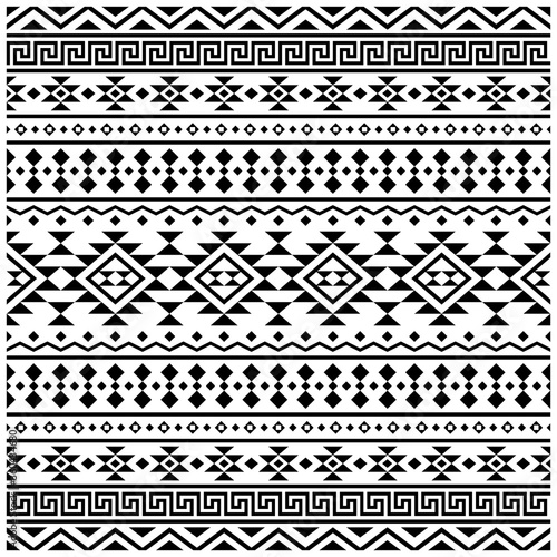 Native seamless pattern design vector in black white color