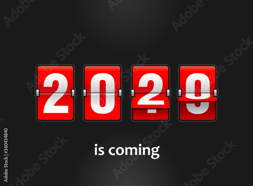 2020 is coming - new year flip countdown time remaining counter with half flipped from 2019 to 2020 digits - promo decoration