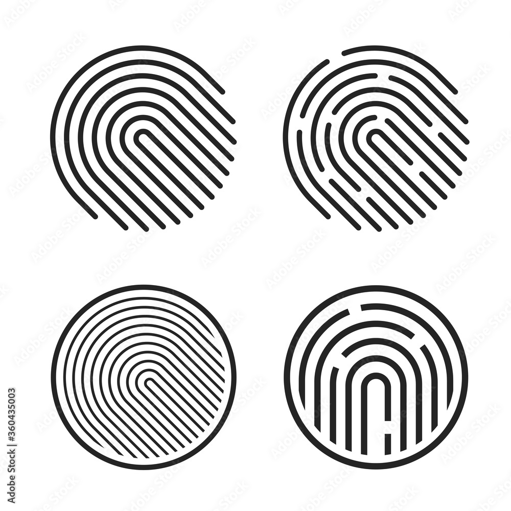 Fingerprint icon vector or finger print symbol button for security biometric thumb id identification set isolated on white background clipart Fingerprint icon vector or finger print symbol button for security biometric thumb id identification set isolated on white background clipart