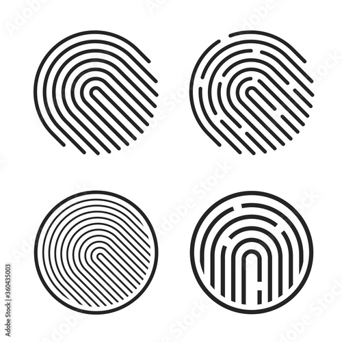 Fingerprint icon vector or finger print symbol button for security biometric thumb id identification set isolated on white background clipart