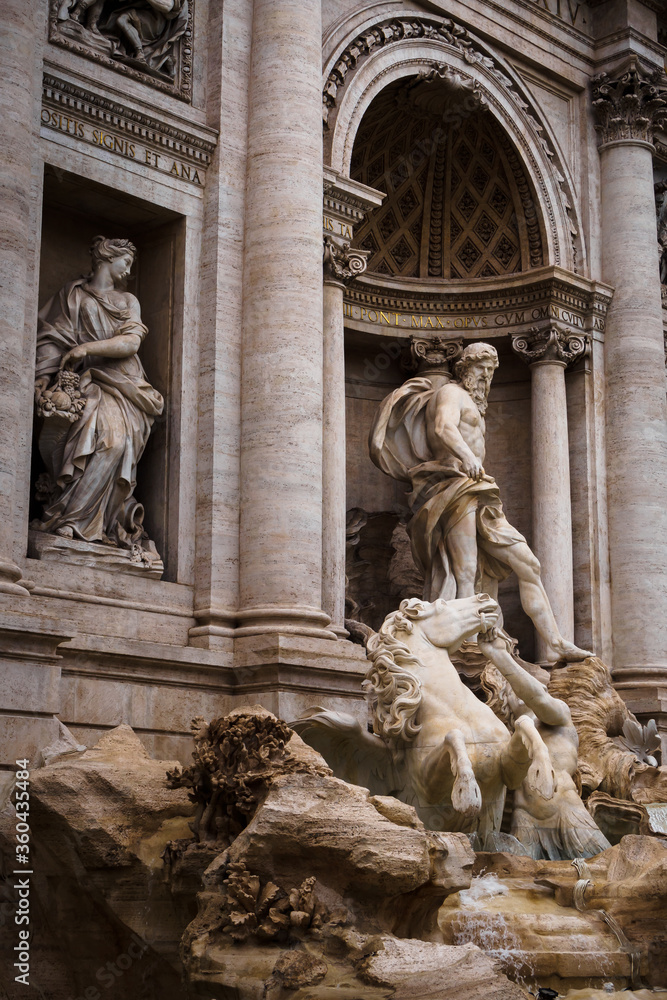 Statue of Neptune in the Trevi Fountain in Rome