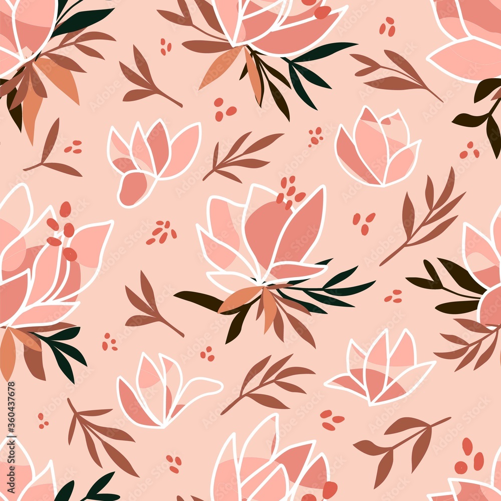 Botanic Vector Seamless Pattern Magnolia Flowers with leaves. Spring ornament. Greeting or invitation card. Save the date. Wedding invite. Background design romantic vintage. Birthday card Botanic Vector Seamless Pattern Magnolia Flowers with leaves. Spring ornament. Greeting or invitation card. Save the date. Wedding invite. Background design romantic vintage. Birthday card