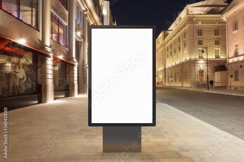 Fényképezés Blank street billboard poster mockup at night