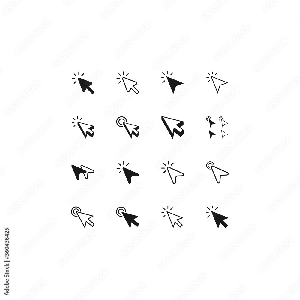 Cursor Pointer Icon Vector. Cursor Arrow Icons In a trendy flat design