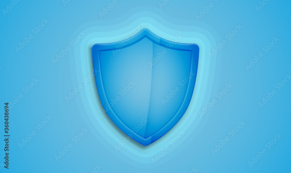 Realistic blue shield on a blue background, vector illustration Realistic blue shield on a blue background, vector illustration
