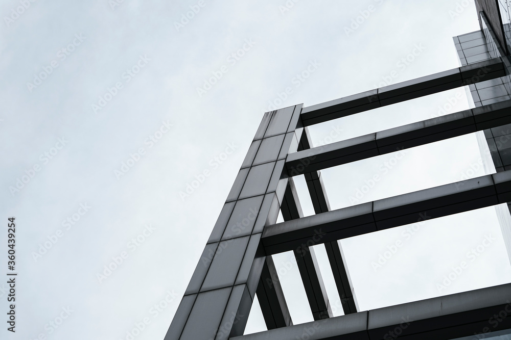 Black and white - Building structure made of metal and concrete.