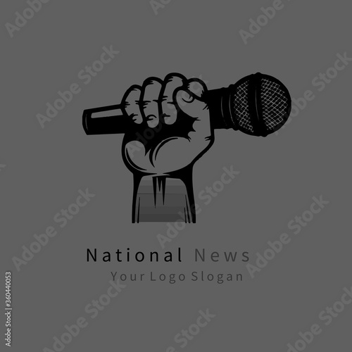Microphone and hand vector illustration logo design