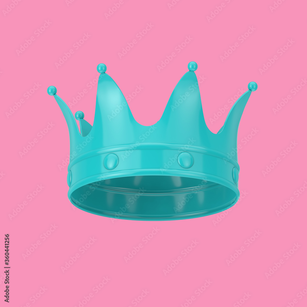 Blue Crown in Duotone Style. 3d Rendering Blue Crown in Duotone Style. 3d Rendering
