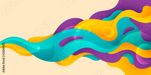 Abstract wavy background design in colorful modish style. Vector illustration.