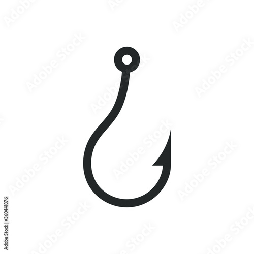 Fishing hook icon shape silhouette. Fishhook logo symbol sign. Vector illustration image. Isolated on white background. photo