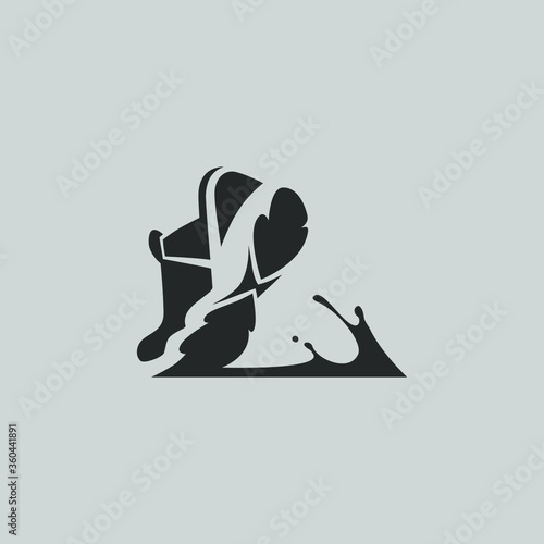 Running shoe in a mud puddle symbol on gray backdrop. Design element