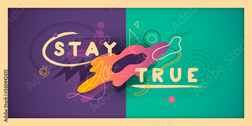 Conceptual youthful banner design  with abstract graphic elements and typography. Vector illustration.