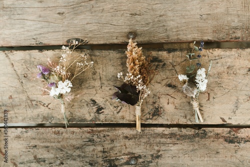 Rustic dried flowers buttonholes