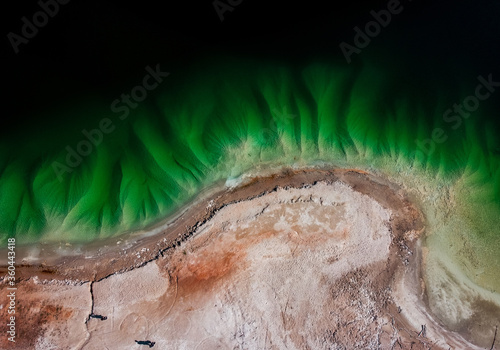 Photos Green polluted lake top view