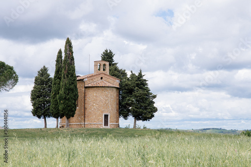 Church Cappella di Vitaleta close to Val d'Orcia in Italy, Tuscany