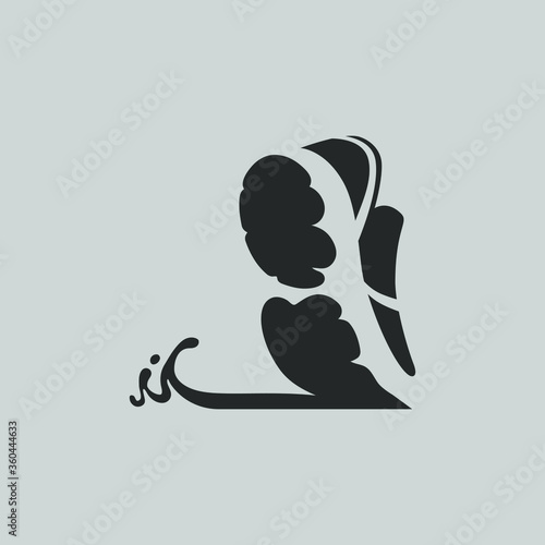 Running shoe in a mud puddle symbol on gray backdrop. Design element