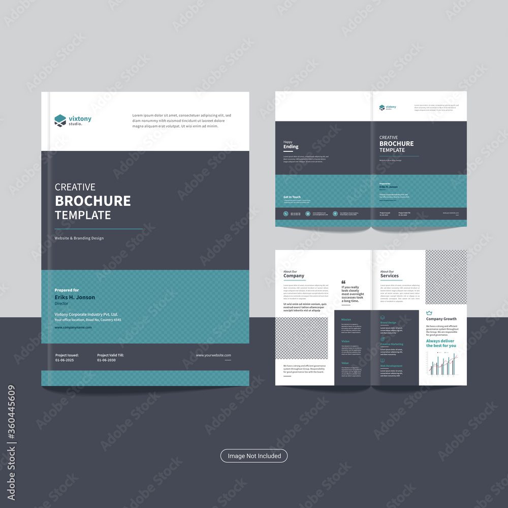 Bi-fold brochure design template for  Corporate, Business, Advertising, Marketing, Agency, Annual report cover, flyer, magazine and Internet business with professional, modern, minimal and abstract
