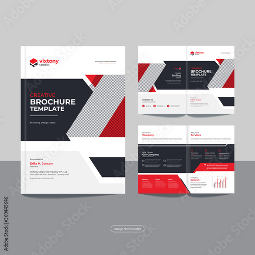 Bi-fold brochure design template for  Corporate, Business, Advertising, Marketing, Agency, Annual report cover, flyer, magazine and Internet business with professional, modern, minimal and abstract