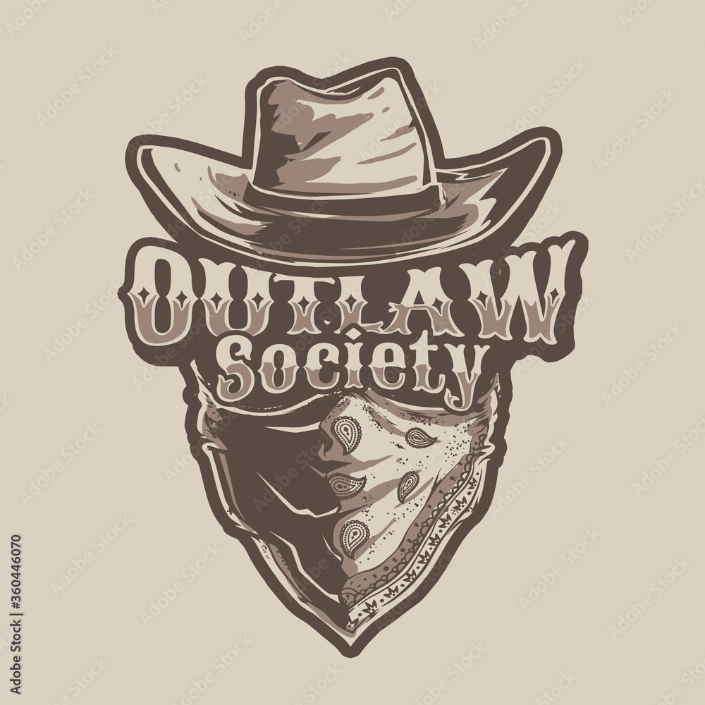 Ταπετσαρία Illustration with Cowboy and cowgirl theme, outlaw society of american, design f