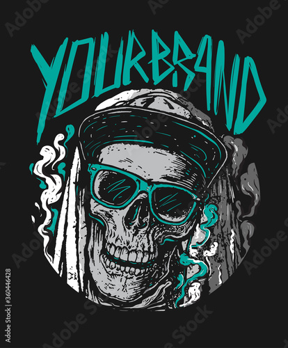 grunge skull using glasses and snap back hat