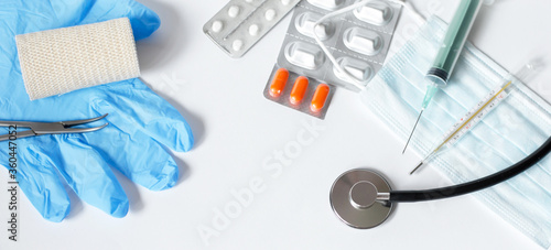 medical equipment on a white background. Medicine, treatment