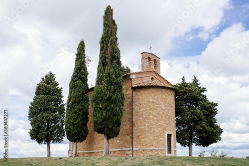 Church Cappella di Vitaleta close to Val d'Orcia in Italy, Tuscany