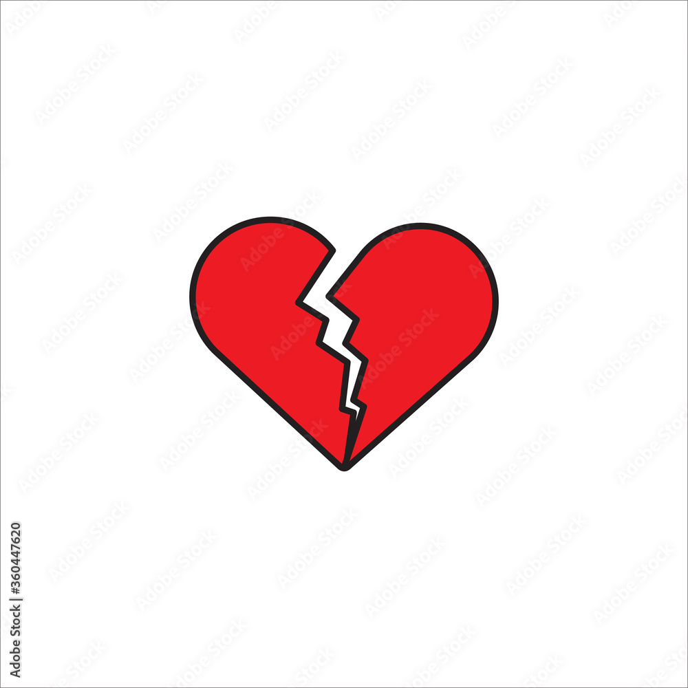 Broken heart love icon vector Broken heart love icon vector