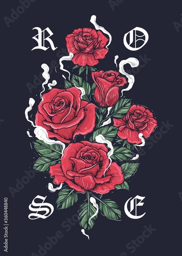 arranged roses with smoke illustration for brand