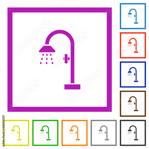 Shower flat framed icons