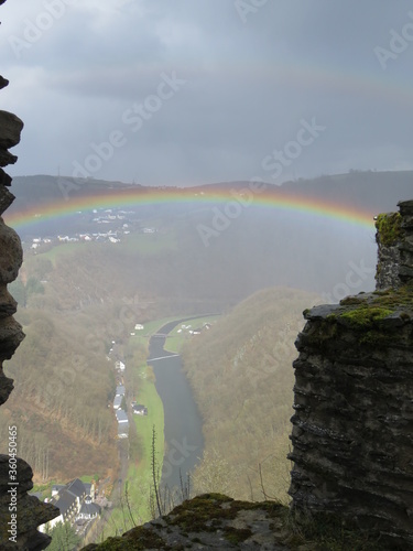 Rainbow over a tower in luxembourg