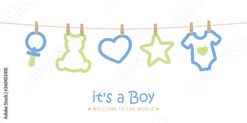 baby shower welcome greeting card for childbirth vector illustration EPS10