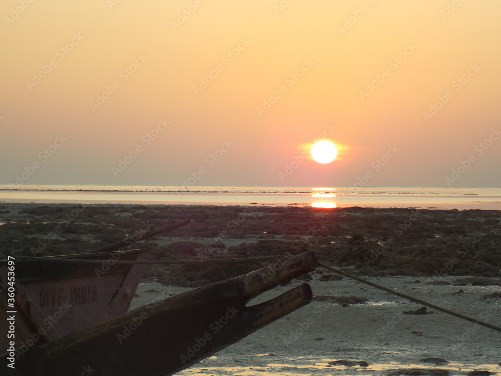 Sun set at Beach in Havlock Islands, Andman Nicobar islands India