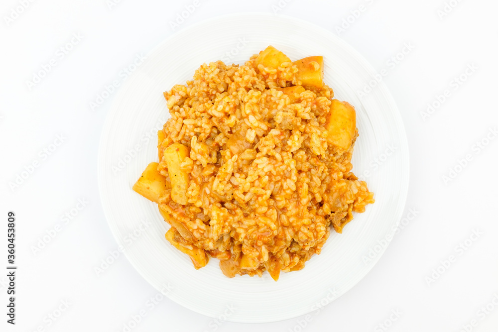 Curry rice on white background Curry rice on white background
