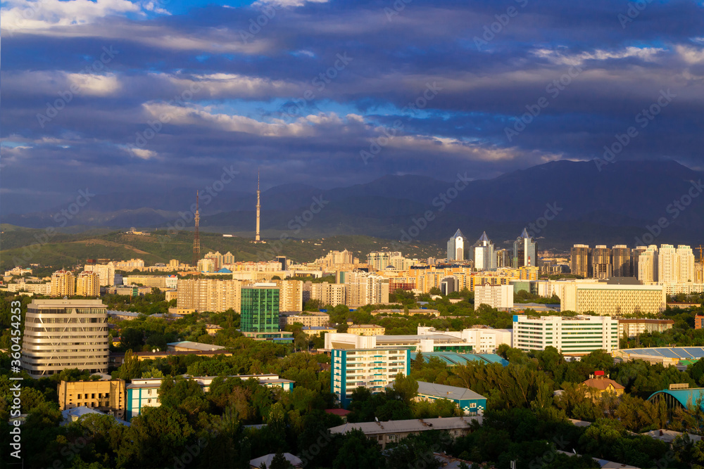 Almaty skyline evening