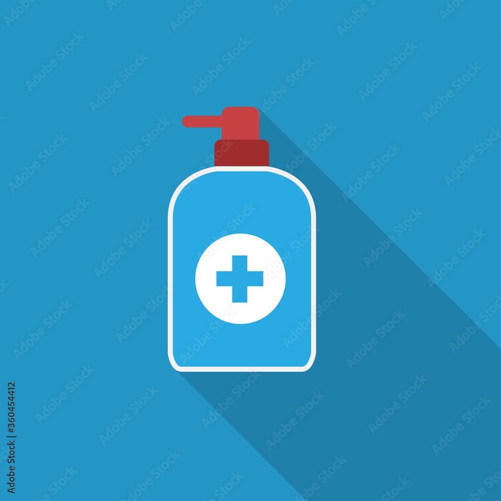 Obraz premium Disinfection. Hand sanitizer bottle icon, washing gel. Vector illustrationDisinfection. Hand sanitizer bottle icon, washing gel. Vector illustration