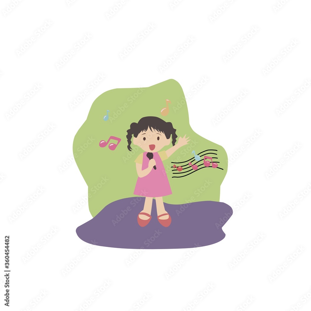 vector illustration of a girl singing, white background vector illustration of a girl singing, white background