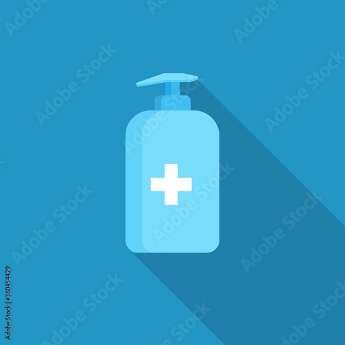 Disinfection. Hand sanitizer bottle icon, washing gel. Vector illustrationDisinfection. Hand sanitizer bottle icon, washing gel. Vector illustration