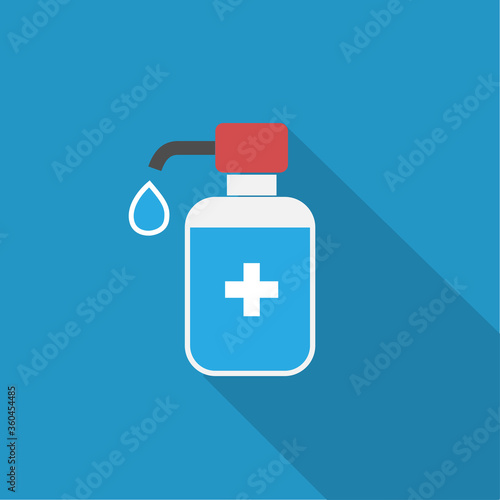 Disinfection. Hand sanitizer bottle icon, washing gel. Vector illustrationDisinfection. Hand sanitizer bottle icon, washing gel. Vector illustration