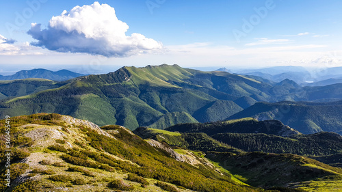 viewpoint from Plesa Ridge to Oslea Mountain, Piule Iorgovanu Mountains, Romania