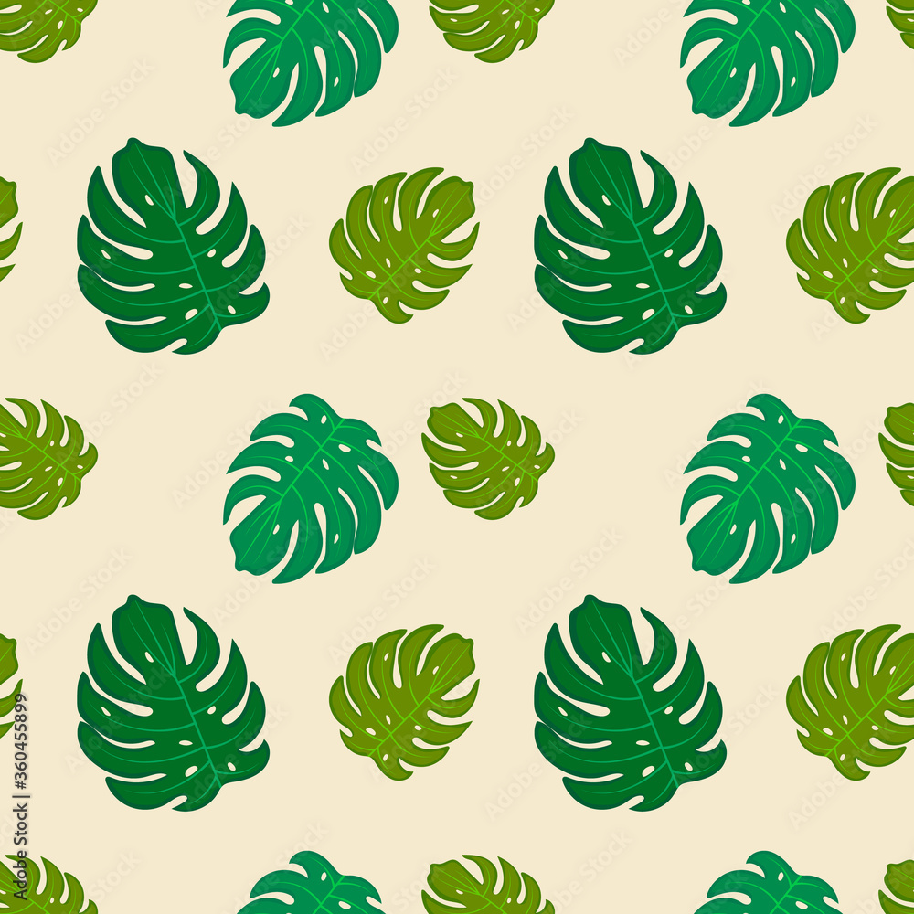Monstera vector pattern on a light background Monstera vector pattern on a light background