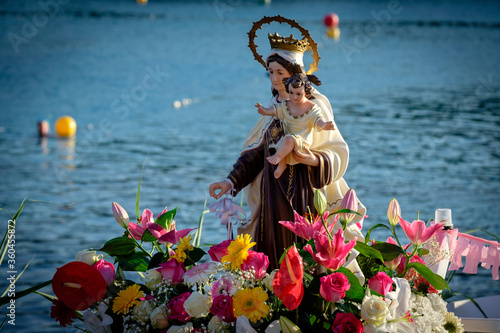 procesion marinera de la virgen del Carmen, Portinatx, Ibiza, balearic islands, Spain photo