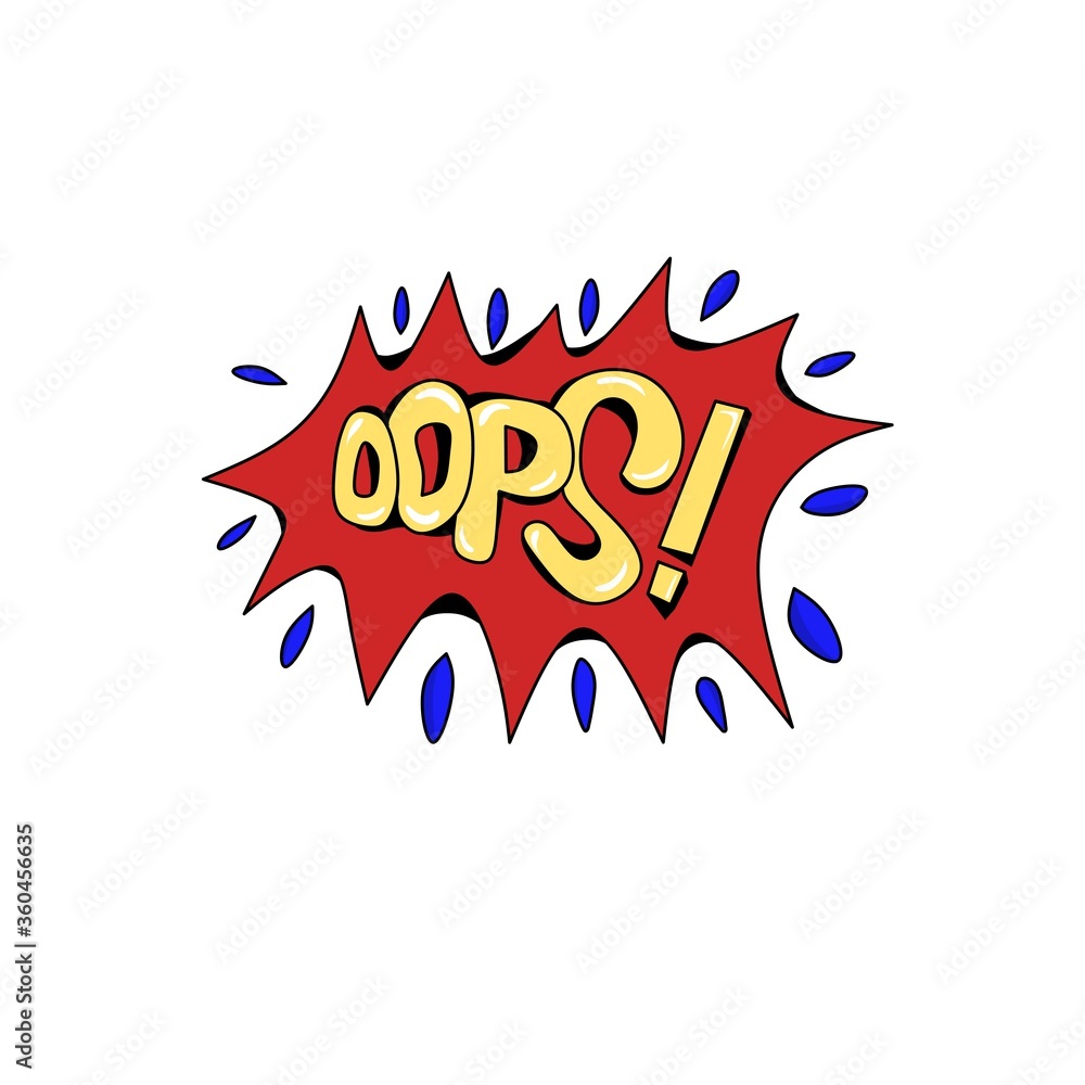 Comic greeting bubbles with wow, Oops text. Vector illustration of a bright dynamic cartoon isolated on a white background. Comic greeting bubbles with wow, Oops text. Vector illustration of a bright dynamic cartoon isolated on a white background.