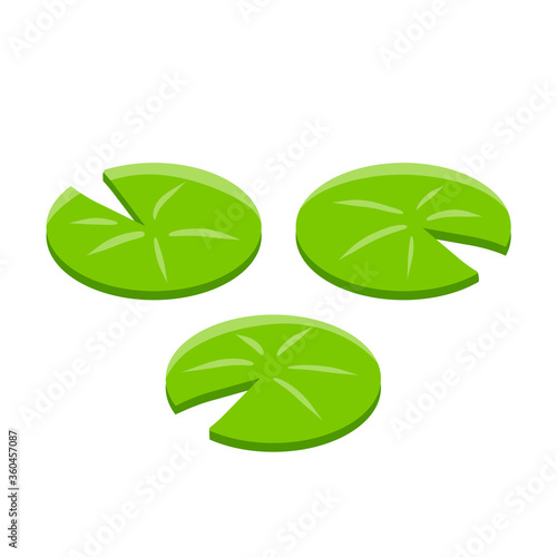 Nenuphars. Water lily, forest and wild life. Cartoon flat illustration. Plant on lake and pond. Large green leaf. Element of nature