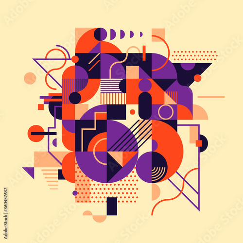 Abstract background design with composition made of various geometric shapes. Vector illustration.