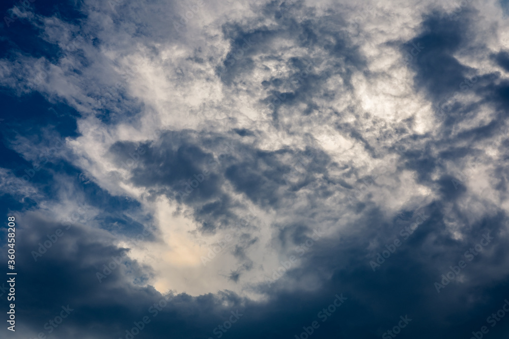blue stormy sky clouds panorama